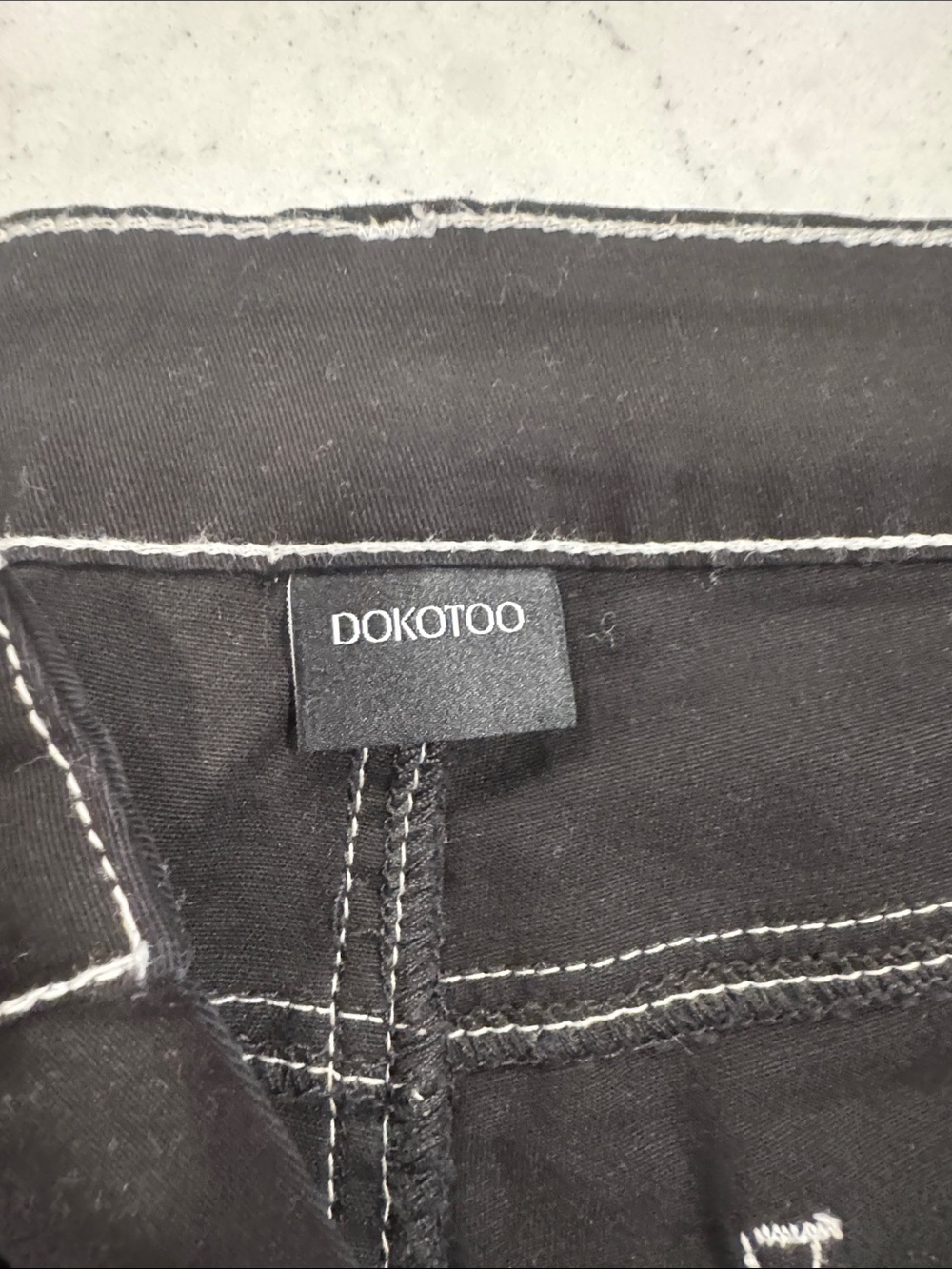 NWT DOKOTOO Sz 14 Carpenter Utility Cargo Jeans High Waist White Stitch Stretch - Picture 8 of 15